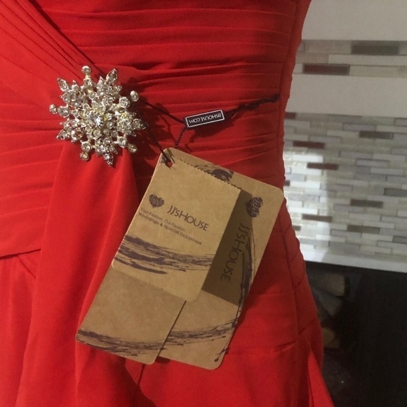 NWT JJ’s House A-line Princess square neckline with crystal brooch dress size 10 - Picture 5 of 10
